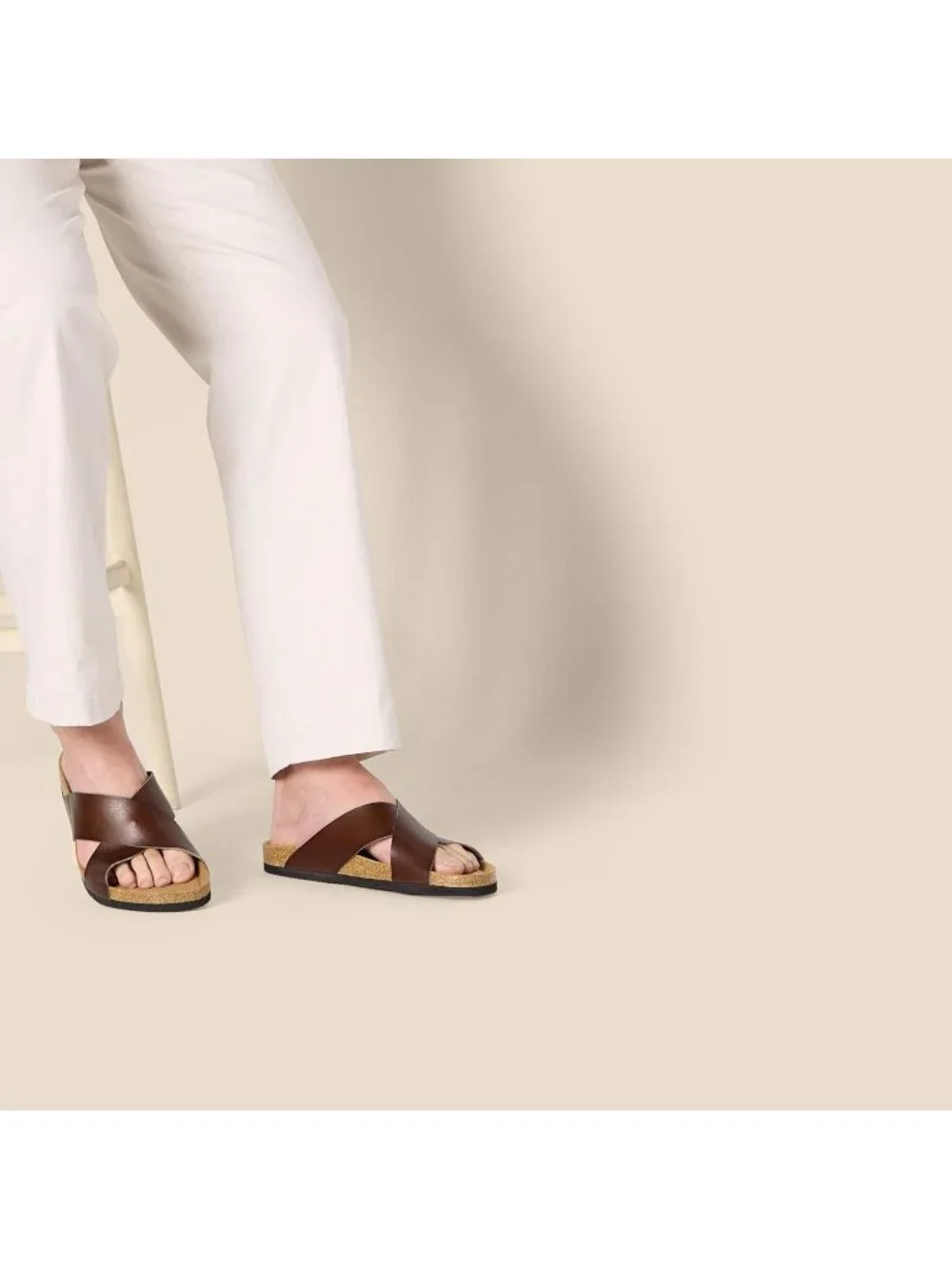 Men's Dark Brown Faux Leather Imported Crossover Sandals Casual